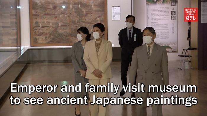 Emperor and family visit museum to see ancient Japanese paintings