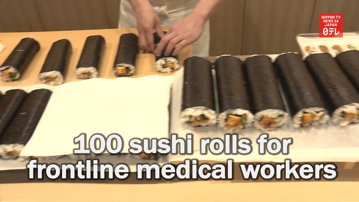 Tokyo sushi shop delivers 100 seasonal sushi rolls to frontline medical workers