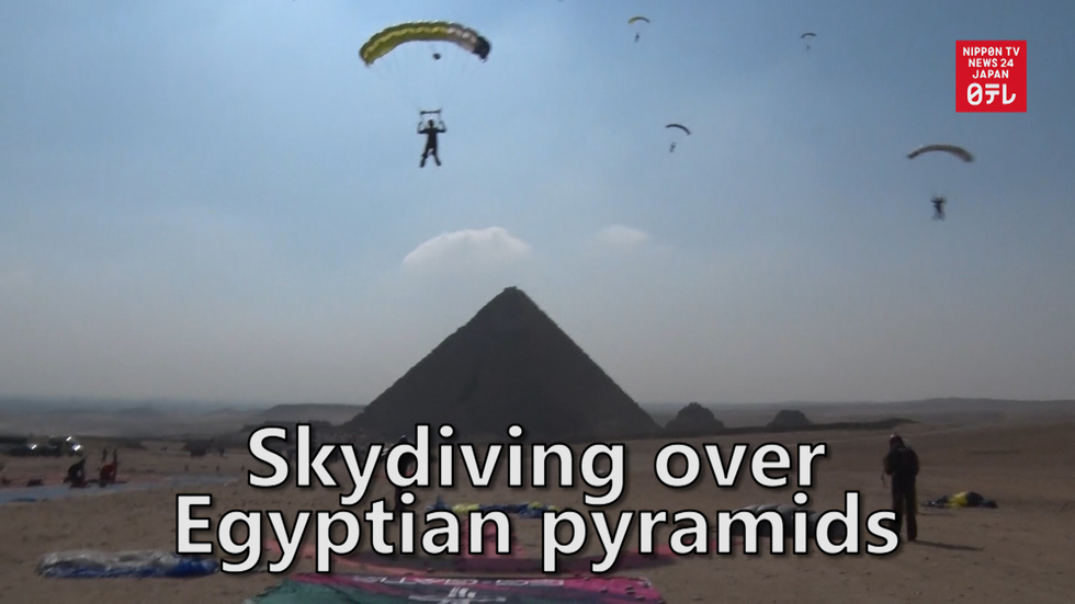 Skydiving over Egyptian pyramids