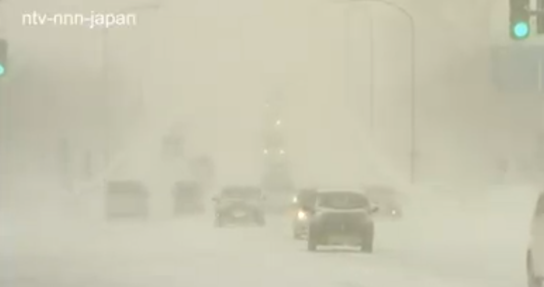 Winter storms sweep northern Japan