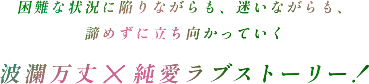 困難な状況に陥りながらも、迷いながらも、諦めずに立ち向かっていく 波瀾万丈✖️純愛ラブストーリー！