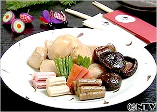 煮しめ 八つ頭 ごぼう 椎茸 にんじん つと麩 絹さや キユーピー3分クッキング 日本テレビ