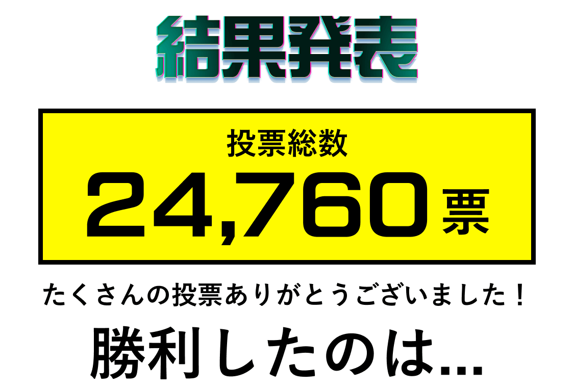 結果発表 投票総数24,760票 たくさんの投票ありがとうございました！勝利したのは...