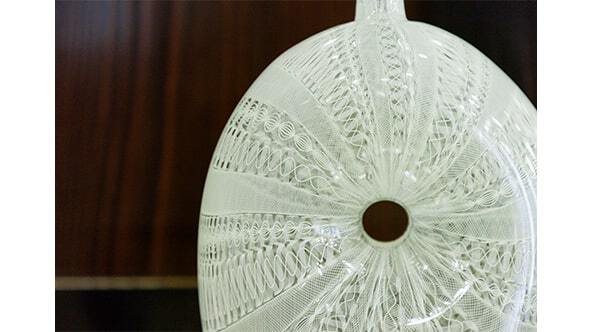 富山ガラス作家 安田泰三 レース文様 花入 【公式通販】