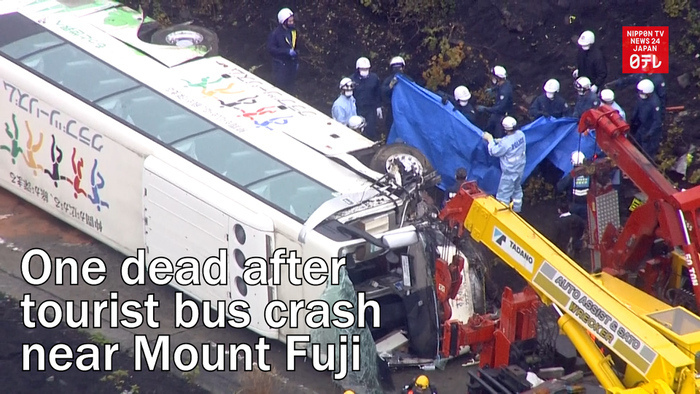 One dead, three seriously injured after tourist bus crash near Mount Fuji