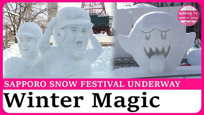 Sapporo Snow Festival opens with sculptures of Dodgers Ohtani and Yamamoto