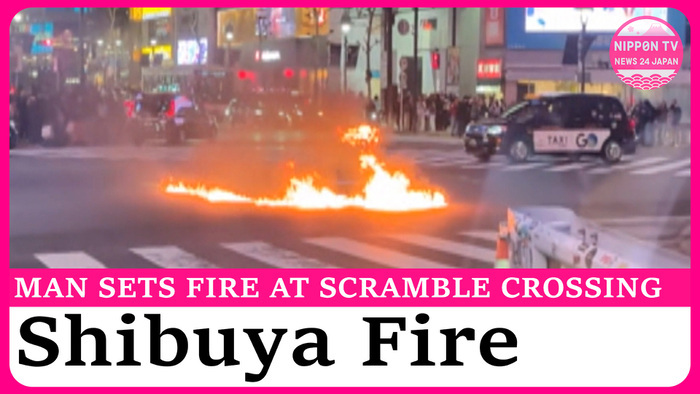 Man in 50s arrested for starting fire at Shibuya Scramble Crossing in Tokyo
