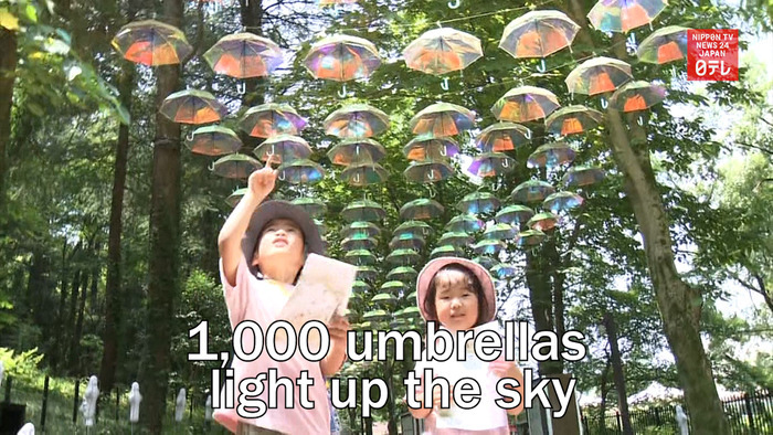 1,000 umbrellas light up the sky at Moomin theme park