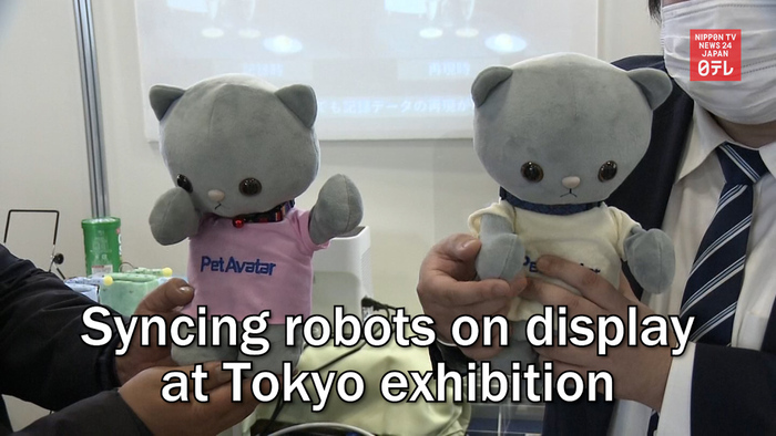 Syncing robots on display at Tokyo exhibition