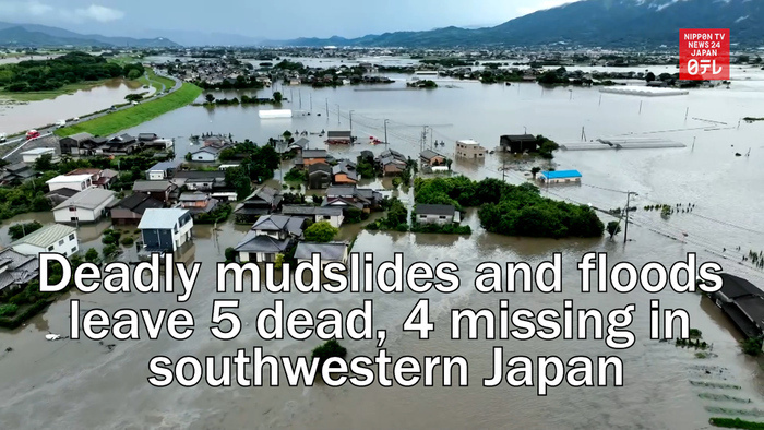 Deadly mudslides and floods leave five dead, four missing in southwestern Japan