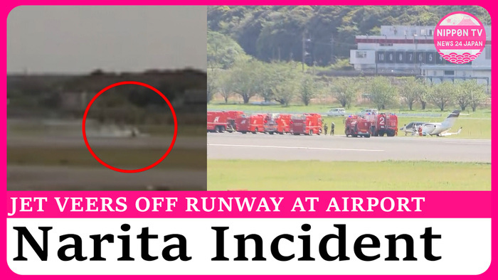 Jet veers off runway during landing at Narita Airport, disrupting commercial flights