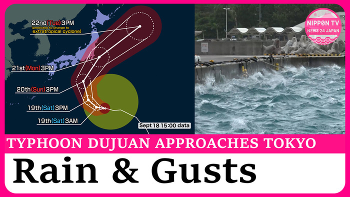 Typhoon Dujuan approaching Tokyo area around Silver Week holidays