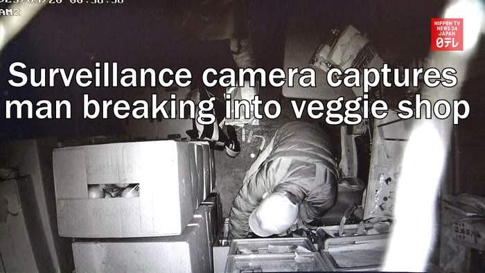 Surveillance camera captures man breaking into vegetable shop