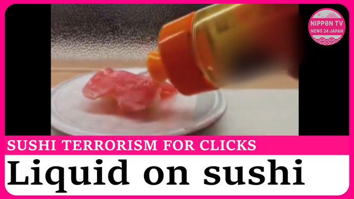 Man arrested after posting video of pouring liquid on rotating sushi