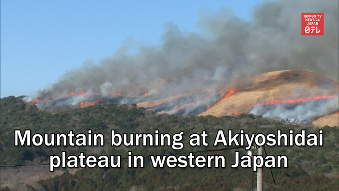 Mountain burning at Akiyoshidai plateau in western Japan