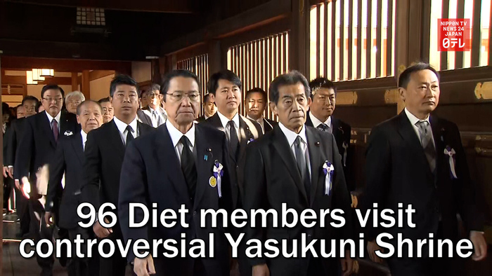96 Diet members visit controversial Yasukuni Shrine during Annual Fall Rites