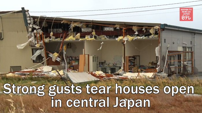 Strong gusts tear houses open in central Japan
