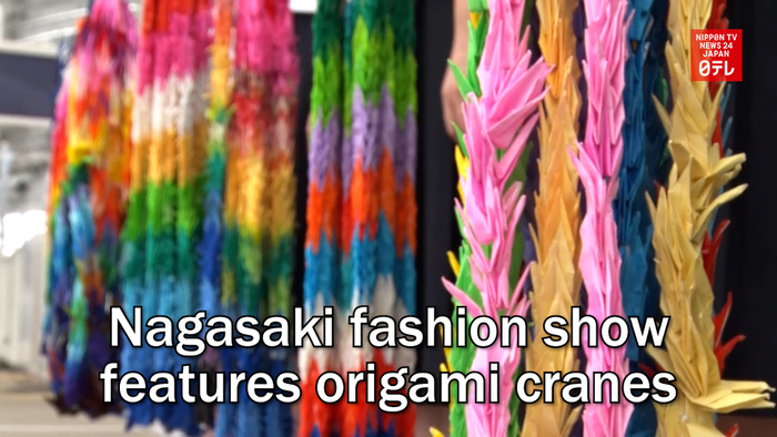 Nagasaki fashion show features origami cranes