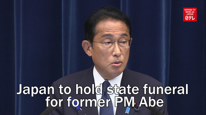 Japan to hold state funeral for former PM Abe