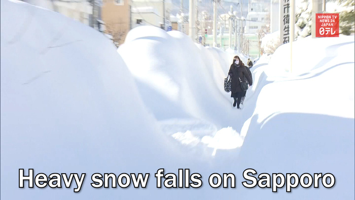 Heavy snow falls on Sapporo
