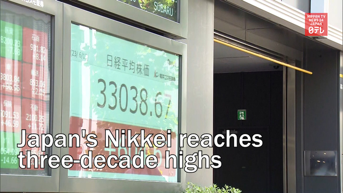 Japan's Nikkei reaches three-decade highs