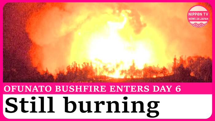 Extinguishing efforts continue as Ofunato bushfire enters day 6