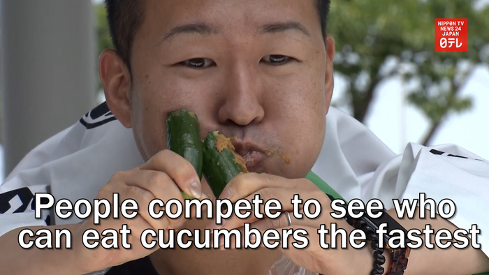 People in Japan compete to see who can eat cucumbers the fastest