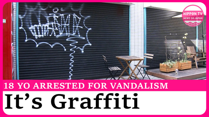 18-yo arrested for vandalism for spray painting store shutter in Tokyo