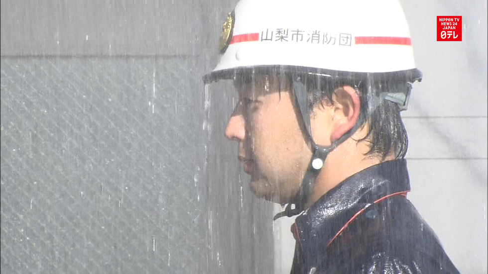 Firefighters get soaked in ceremony