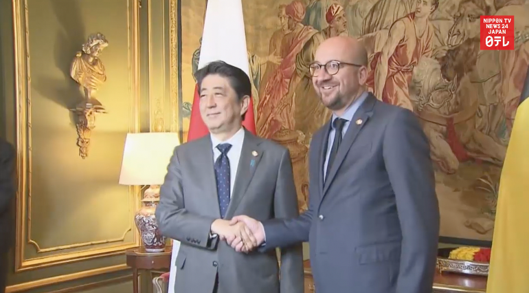 In Brussels, Abe vows to fight terrorism