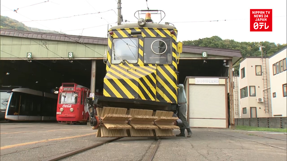 Sapporo streetcar ready for snow