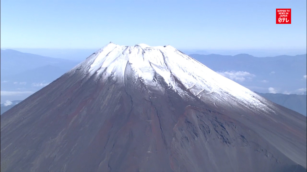 Mount Fuji crowned by snow