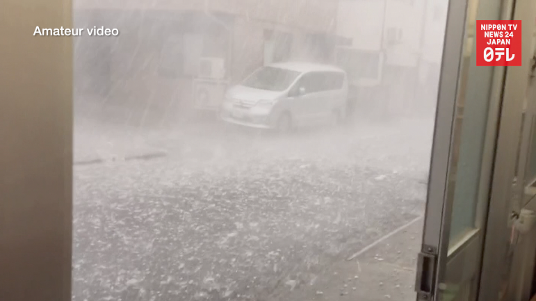 Hail carpets Tokyo, flooding hits Niigata