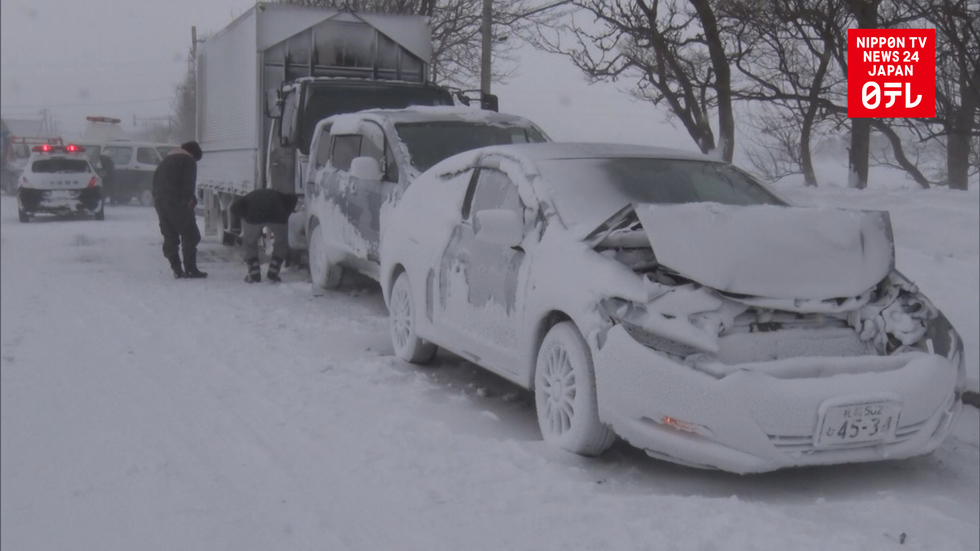 Blizzard triggers 25-car pileup in northern Japan