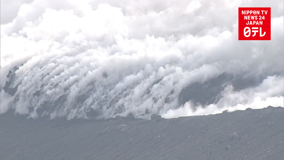 Lava oozing from Mt. Shinmoe caldera