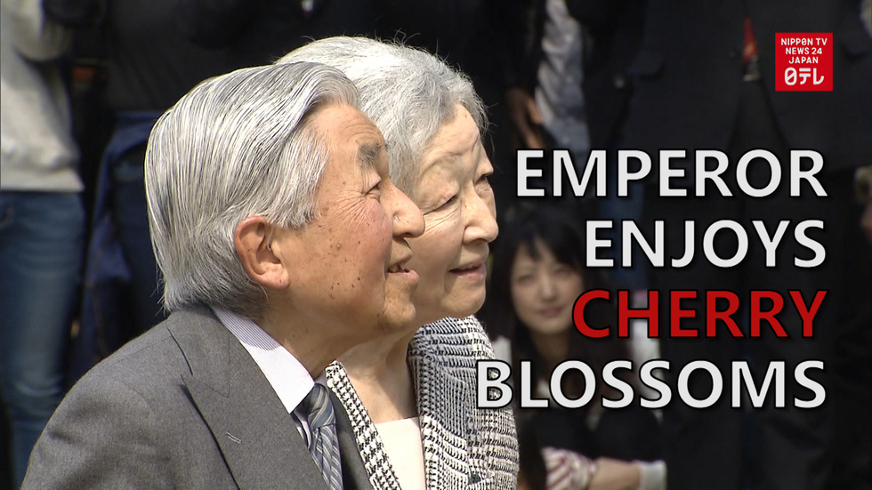 Emperor enjoys cherry blossoms in Kyoto