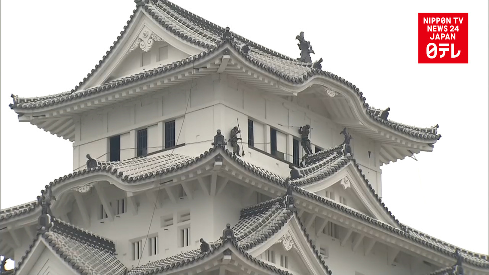 Self-Defense Force rangers clean world heritage castle