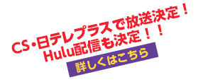 CS・日テレプラスで放送決定！Hulu配信も決定！！ 詳しくはこちら