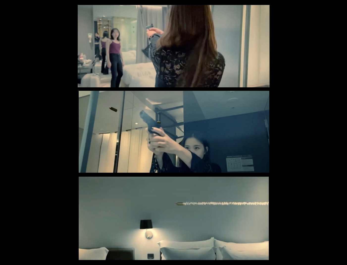 作った動画の一例です。100円ショップのモデルガンを使って、『マトリックス』のシーンを真似てみたり…。