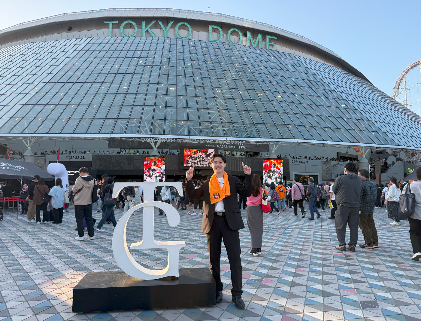 研修で訪れた東京ドーム。アスリートに最大限寄り添いつつ、スポーツの魅力をより多くの方々にお届けすることができるようなコンテンツを作ることが私の夢です。