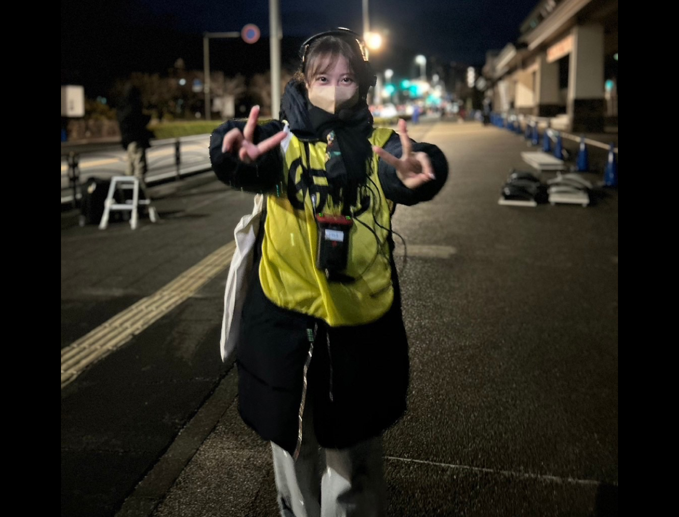 早朝の小田原中継所。カイロを貼り、心も体もポカポカ。準備満タンです！