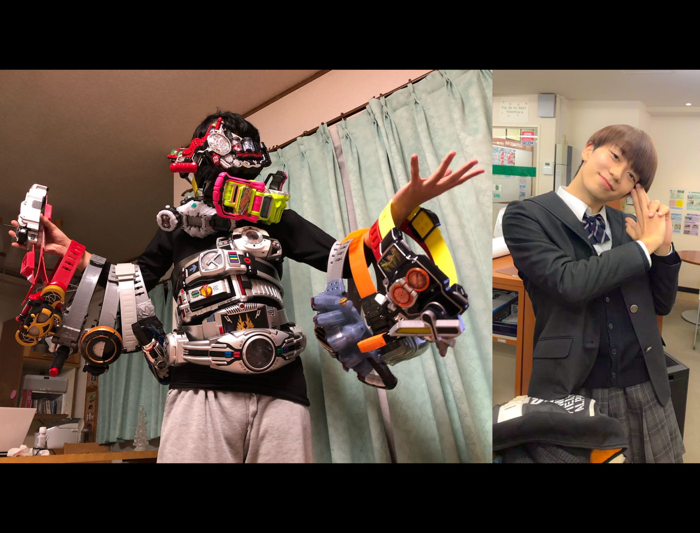 大好きな変身ベルトと何かとさせられる女装。日テレの提出書類で実際に使いました。