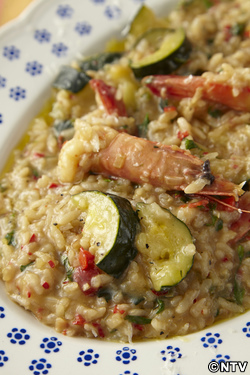 もこみち流　とろとろズッキーニとエビのペコリーノチーズリゾット