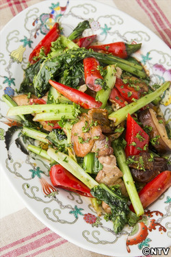 もこみち流　豚肉と赤唐辛子のオイスター炒め