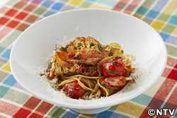 もこみち流　エビとプチトマトのオイルパスタ