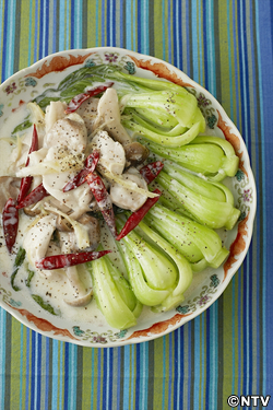 もこみち流 チンゲンサイときのこと鶏ささみのクリーム煮