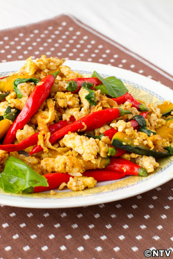 もこみち流 かぼちゃと鶏ひき肉の炒め物