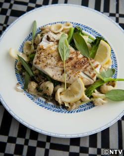 もこみち流　スズキのグリル　オレキエッテ添え