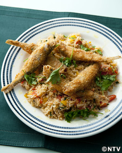 もこみち流　カラフルライスとシシャモのフライ