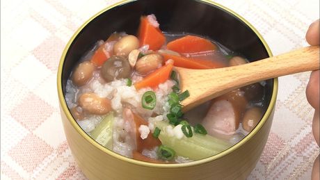 もこみち流　ウインナーと豆の和風ライススープ